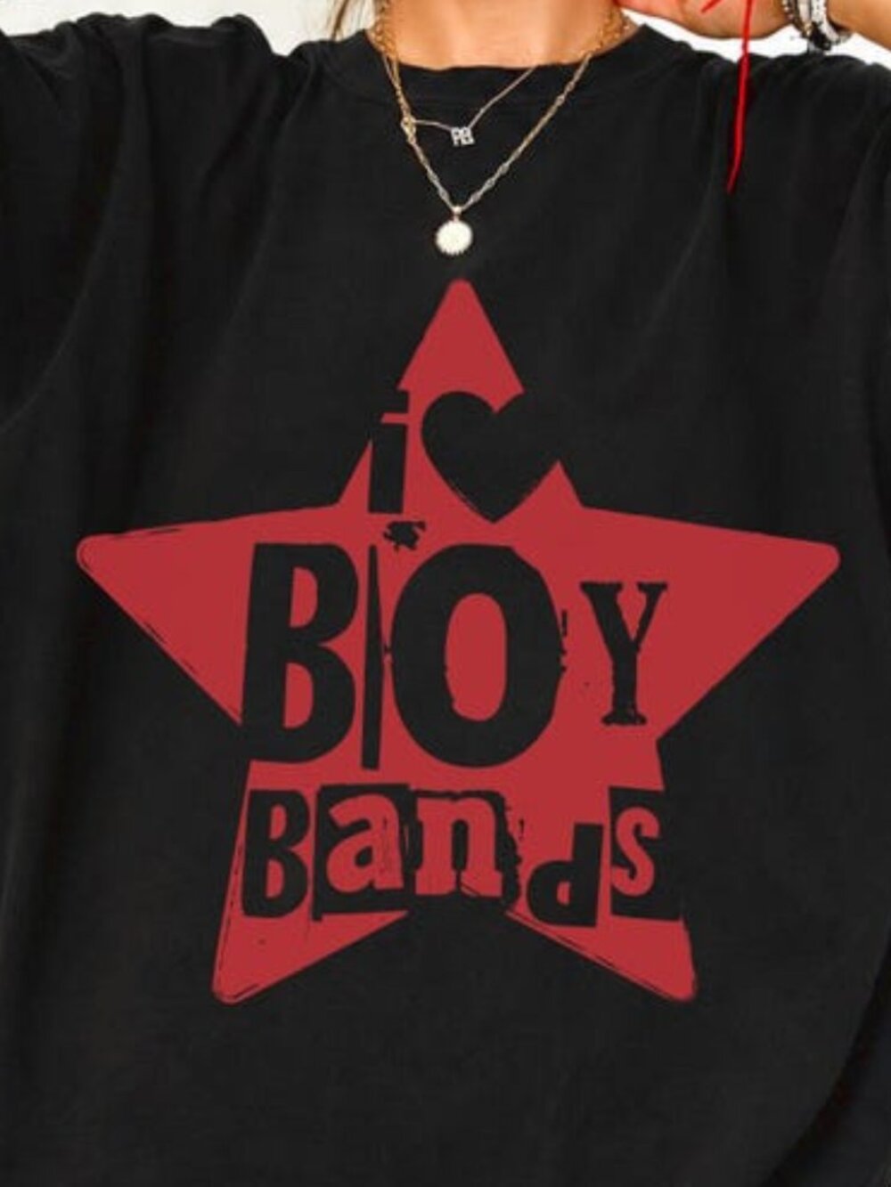I Love Boy Bands Wash Shirt, Concert Tour Festival Oversized Shirt - Picture 2 of 4